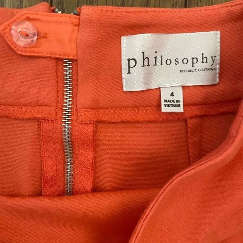 Philosophy blazing Red Coral Knit‎ Pencil Skirt